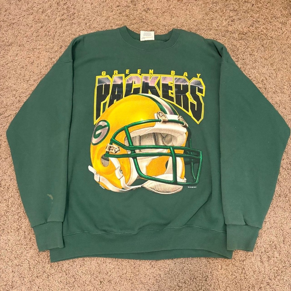 Vintage Nutmeg Mills Lee Sport Green Bay Packers Sweatshirt XXL Green NFL Y2K